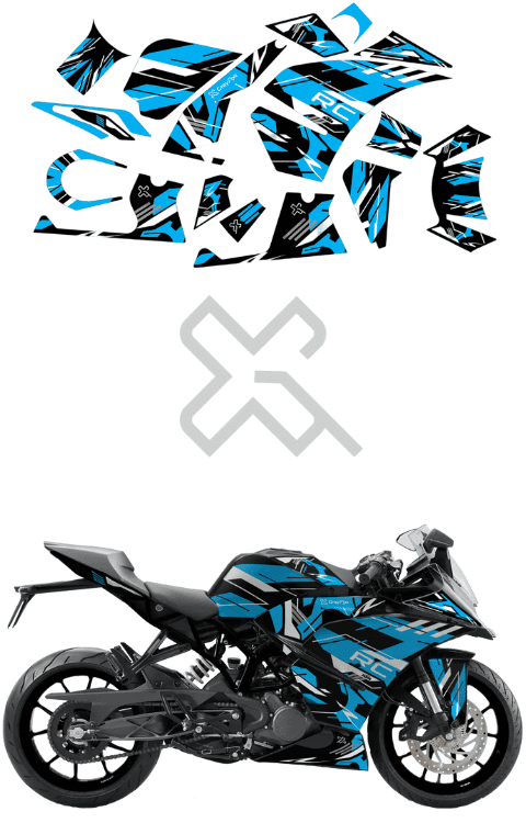 Blue Edition Full Body Sticker Compatible with RC 125/200/390 Gen 1 |  Made in Premium Gloss Vinyl with FPF (Fade Protection Film), Waterproof, Precut Sticker, Pack of 1